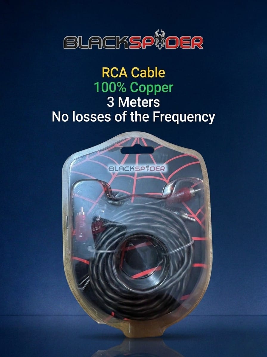 Black Spider RCA Cable 3M 100% Copper